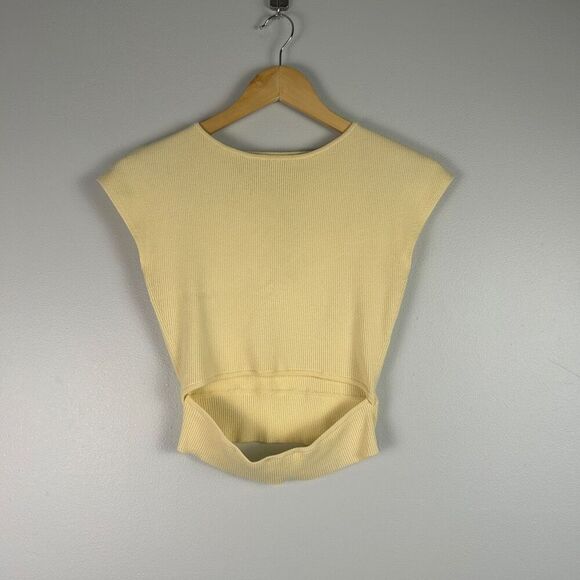 Aritzia Wilfred Cutout Ribbed Top Butter Yellow -M - Picture 1 of 6